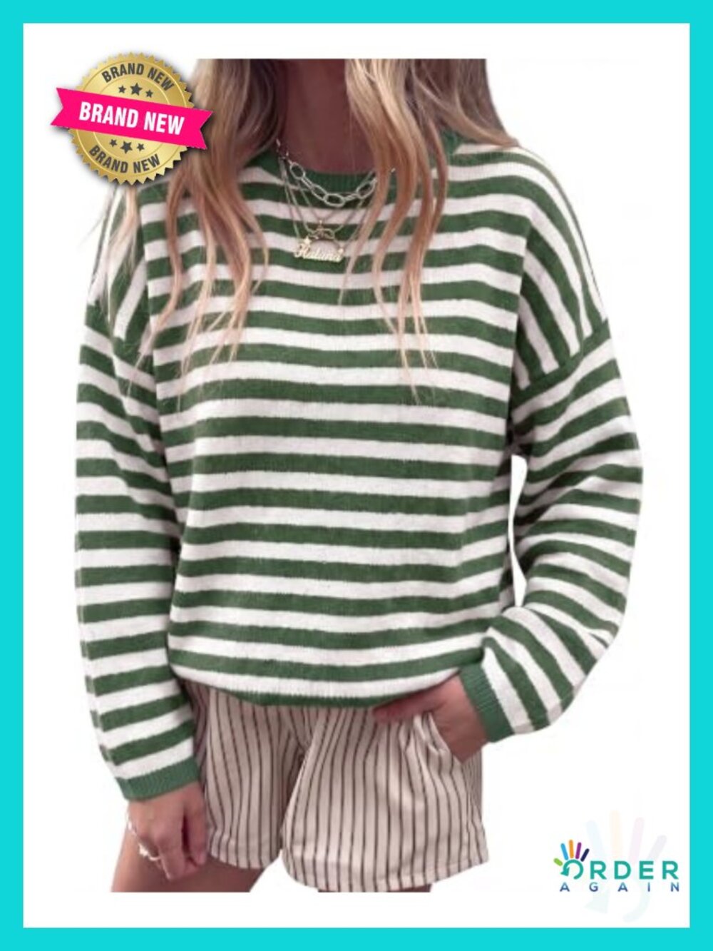Women's Oversized Striped Lightweight Pullover Sweater Ribbed Crewneck Y2K